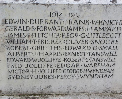 Names on East Knoyle War Memorial