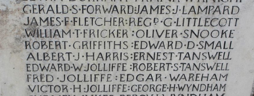 Names on East Knoyle War Memorial
