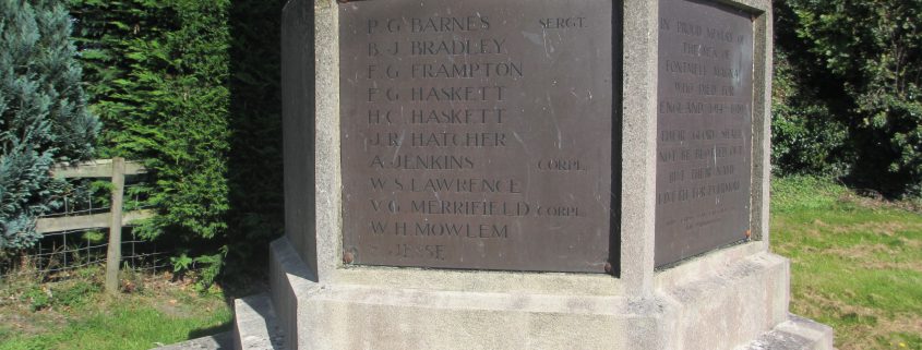 Names on Fontmell Magna War Memorial 2