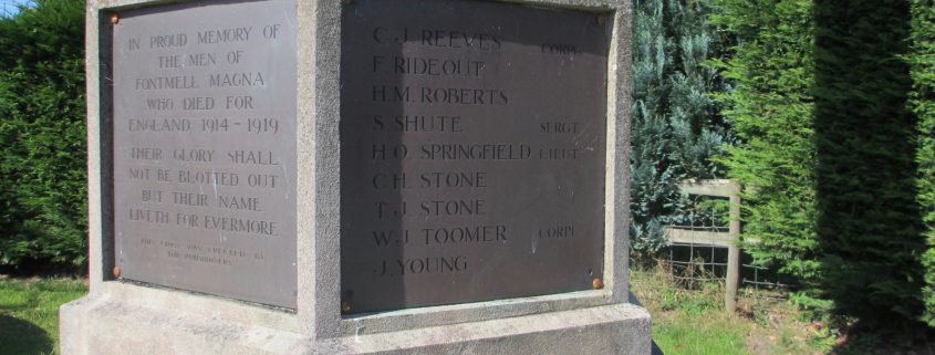 Names on Fontmell Magna War Memorial 3