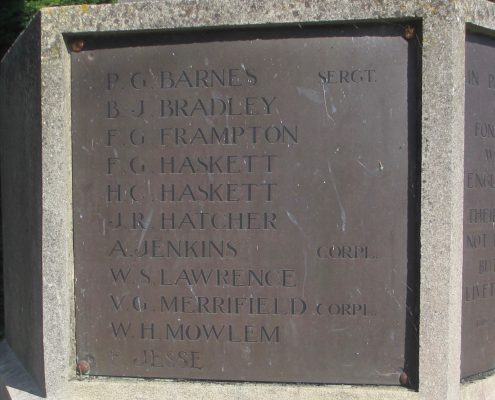 Names on Fontmell Magna War Memorial 4