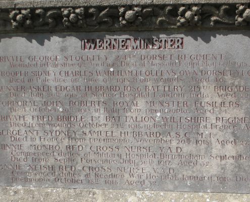 Names on Iwerne Minster War Memorial 1