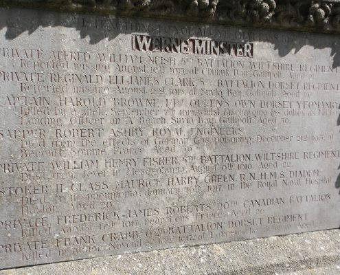 Names on Iwerne Minster War Memorial 2