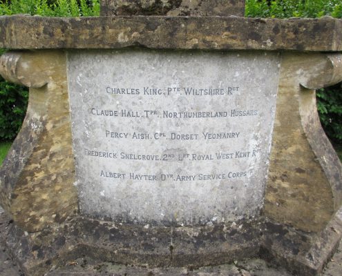 Names on Ludwell War Memorial 1