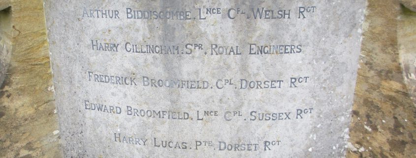 Names on Ludwell War Memorial 2