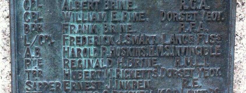 Names on Motcombe War Memorial 1